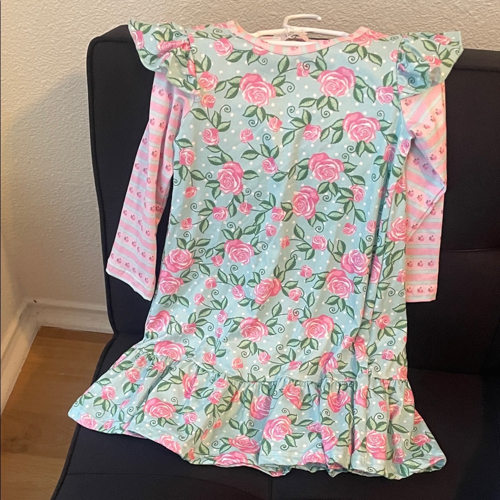 Floral Kids Dress with Ruffle Sleeves